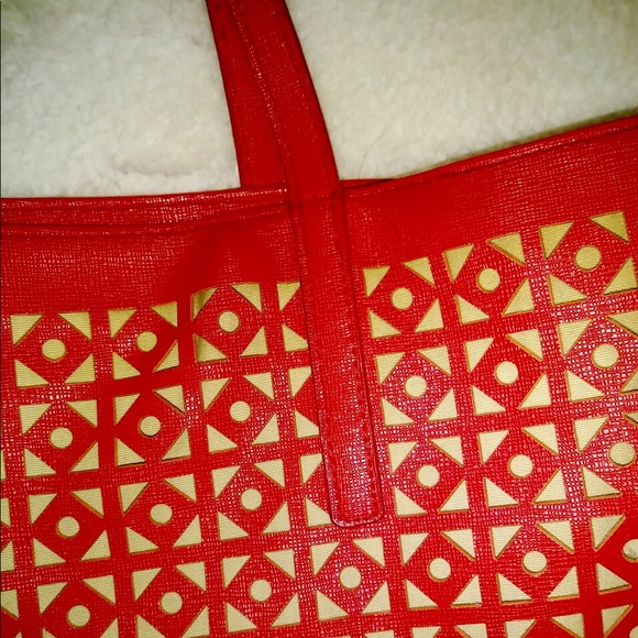 Banana Republic Eyelet Orange Tote Leather - Picture 4 of 8